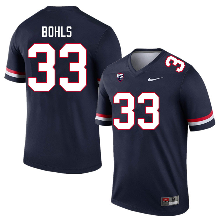 Men #33 James Bohls Arizona Wildcats College Football Jerseys Sale-Navy